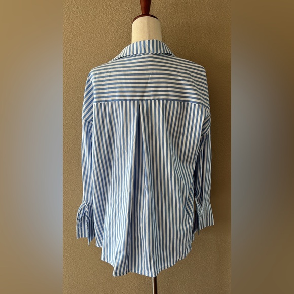 Striped button down long sleeve top with matching shorts set - Picture 8 of 9